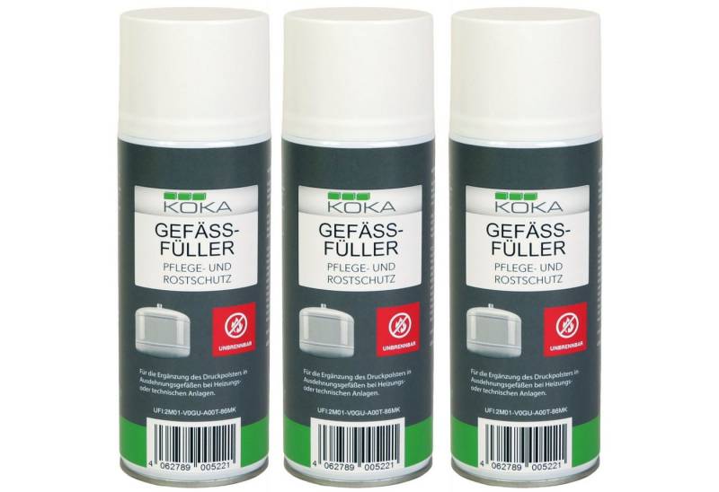 KOKA Rostschutzgrundierung 3x Gefäßfüller nicht brennbar Ausdehnungsgefäß, 3-tlg., Füller Heizung Membran Ausdehnungsgefäss Spray Unbrennbar Rostschutz von KOKA