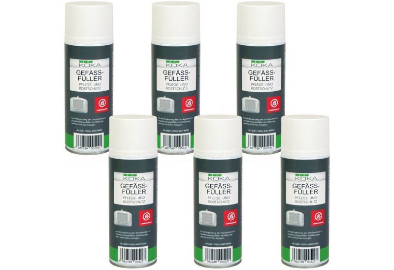 KOKA Rostschutzgrundierung 6x Gefäßfüller nicht brennbar Ausdehnungsgefäß, 6-tlg., Füller Heizung Membran Ausdehnungsgefäss Spray Unbrennbar Rostschutz von KOKA