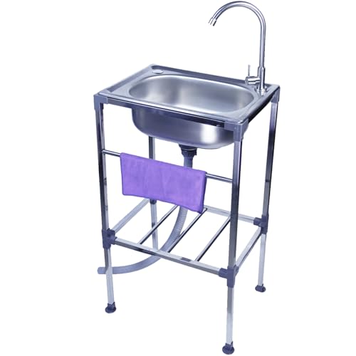 Edelstahl Spültisch mit Warm und Kalt-Wasserhahn Küchenspüle Outdoor Mobile Spüle Multifunktions Waschtisch mit Unterschrank,Freistehendes Spülbecken mit Ablauf-Schlauch Edelstahl Spültisch mit Warm und Kalt-Wasserhahn Küchenspüle Outdoor Mobile Spüle Multifunktions Waschtisch mit Unterschrank,Freistehendes Spülbecken mit Ablauf-Schlauch von KOKANIGODVA