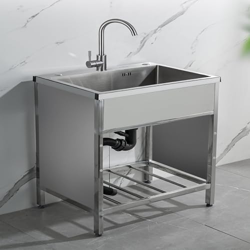 Freistehende Outdoor Edelstahl Spültisch 1 Becken Außen Ausgussbecken Garten Küche Waschtisch Mobile Küche Spüle Mit Wasserhahn Und Ständer Einfach Zu Montieren Robust Und Stabil 50x40cm Freistehende Outdoor Edelstahl Spültisch 1 Becken Außen Ausgussbecken Garten Küche Waschtisch Mobile Küche Spüle Mit Wasserhahn Und Ständer Einfach Zu Montieren Robust Und Stabil 50x40cm von KOKANIGODVA