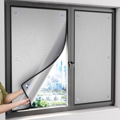 Reflektierende Fensterfolie UV Schutz Sichtschutzfolie Wärmeschutzfolie Fensterfolie Blickdicht Balkon Sonnenschutz Folie Schwarzer Rahmen Mit Saugnapf Geeignet Für Zuhause Auto (65x120cm/26x47in) von KOKANIGODVA