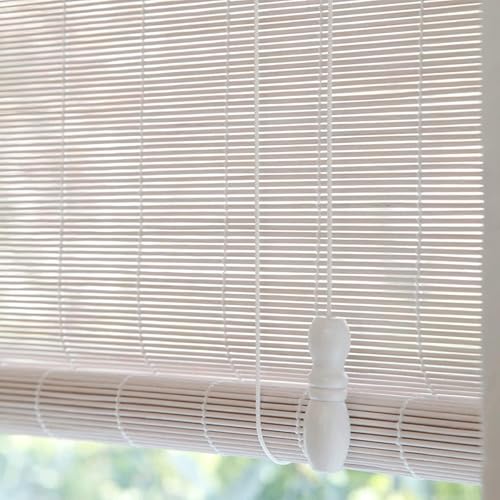 Weiß Bambusrollo anpassen Bambusvorhang Sonnenschutz Jalousien Sichtschutz Raffrollo Verdunkelungsrollo UV-Schutz Dekorativ Fensterrollo für Küche Balkon Wohnzimmer Garten Seitenzugrollo von KOKANIGODVA