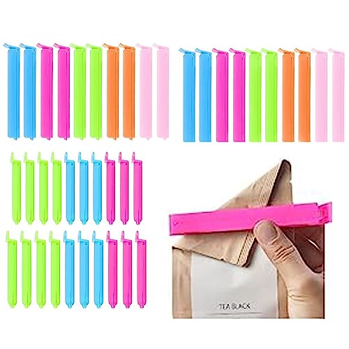 KOKITS 40 Stück Verschlussclips,Clips für Tüten,Clips Länge 11cm/7cm Tütenclips Bunt Verschlussklammern Küche Dichtungsclip Beutelclips für Lebensmittel. von KOKITS