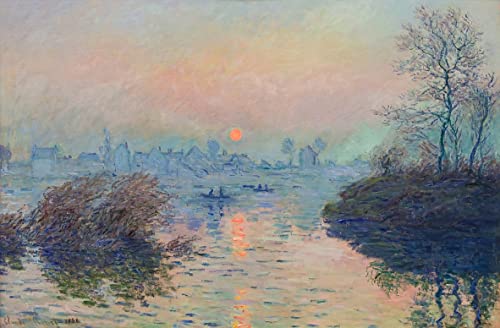 KOKITS Abstraktes Gemälde Leinwand Kunstwerk Bilddruck Berühmt Sonnenuntergang auf der Seine bei Lavacourt von Claude Monet für Flurdekoration 60x90cm von KOKITS