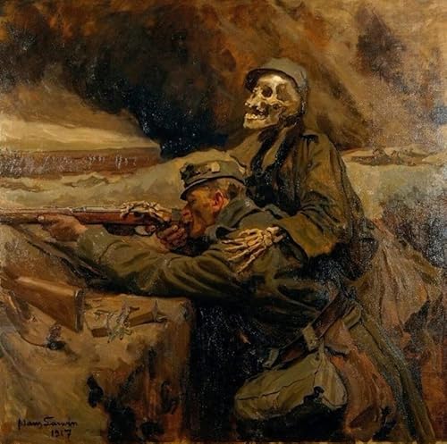 KOKITS Leinwanddruck Poster Art Leinwandbilder Berühmtes Gemälde Soldat und Tod von Hans Larwin für Wohnzimmer 60x90cm von KOKITS