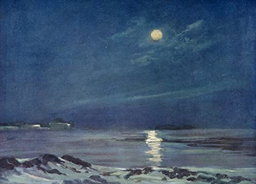 KOKITS Leinwanddruck Poster Art Leinwandbilder Berühmtes Gemälde Vollmond Im Winter Von George Marston für Wohnzimmer 60x90cm von KOKITS