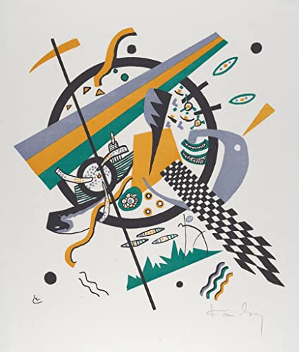 Leinwanddruck Poster Art Leinwandbilder Berühmtes Gemälde Kleine Welten IV von Wassily Kandinsky in Grün und Orange gedruckte Lithographie für Wohnzimmer 60x90cm von KOKITS