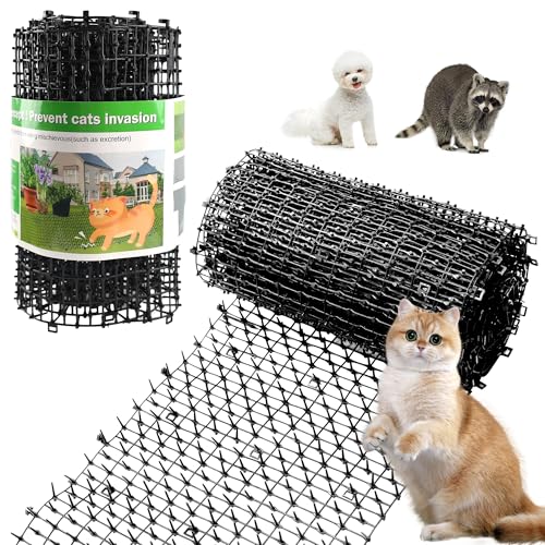 Kokmeya Haustierabwehrmatte, Schwarz, 2 m mit 8 Erdspießen, 8 Kabelbinder, Katzenabwehrmatte mit sanften Spikes für Garten/Hinterhof, Hunde- und Waschbär-Abschreckmatte, 200 x 27,9 cm von KOKMEYA