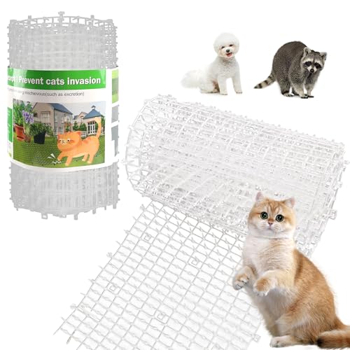 Kokmeya Haustierabwehrmatte, Weiß, 2 m mit 8 Erdspießen, 8 Kabelbinder, Katzenabwehrmatte mit sanften Spikes für Garten/Hinterhof, Hunde- und Waschbär-Abschreckmatte, 200 x 27,9 cm von KOKMEYA