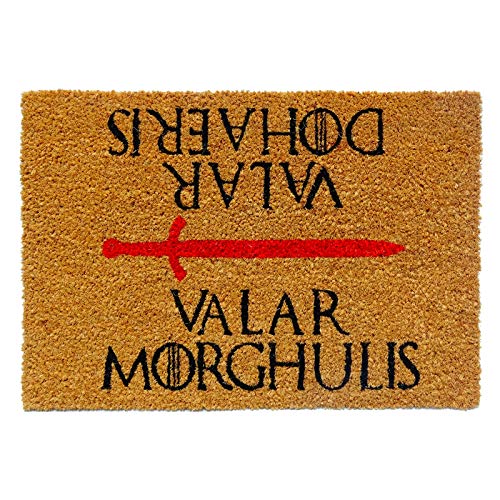 KOKO DOORMATS Fußmatte/Fußabtreter Kokos Game of Thrones Valar Morghulis Original und Spaß/Natural Kokosfaser-basierte PVC, 40x60 cm. für Außen und Innen. von KOKO DOORMATS
