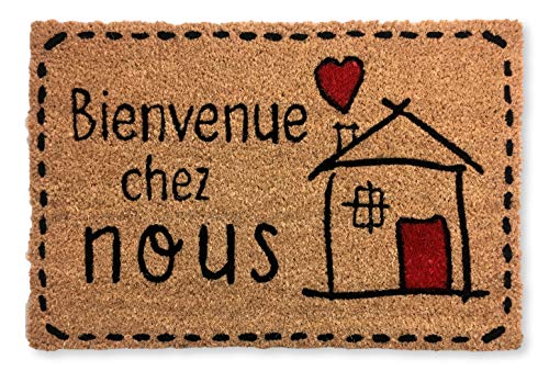 KOKO DOORMATS Fussmatte aussen - Türmatte außen kokosmatte mit antirutsch PVC - Fußmatte lustig Bienvenue Chez Nous Design - Outdoor Doormat - Größe: 60 x 40 x 1.5 cm. von KOKO DOORMATS