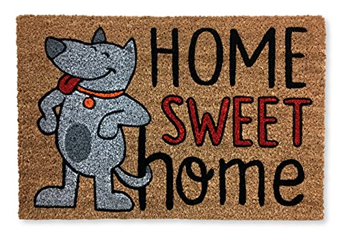 KOKO DOORMATS Fußmatte lustig für den hauseingang | Fussmatten haustür für draußen | Türmatte aus Natürlichen Kokosfasern mit Strapazierfähiger PVC-Basis | Dog Home Sweet Home | 60x40x1.5 cm von KOKO DOORMATS