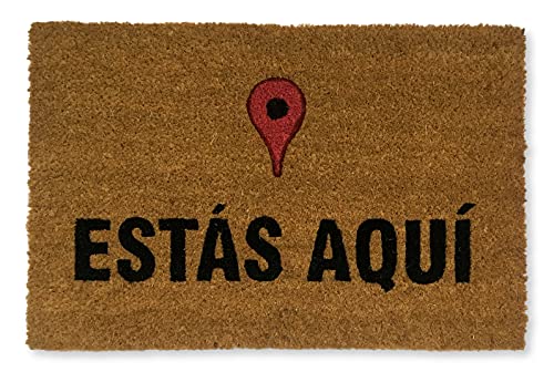 KOKO DOORMATS Fußmatte lustig für den hauseingang | Fussmatten haustür für draußen | Türmatte aus Natürlichen Kokosfasern mit Strapazierfähiger PVC-Basis | Estás Aquí | 60x40x1.5 cm von KOKO DOORMATS