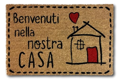 Koko Doormats Fussmatte aussen - Türmatte außen kokosmatte mit antirutsch PVC - Fußmatte lustig Benvenuti Nella Nostra Casa Design - Outdoor Doormat - Größe: 60 x 40 x 1.5 cm. von KOKO DOORMATS