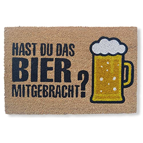 KOKO DOORMATS Kokos Fußmatte außen mit Anti-Rutsch PVC | Lustige Türmatte Hast du das Bier Mitgebracht? | Umweltfreundlich, Robust & Pflegeleicht | 60x40 cm für Außenbereich & Haustür von KOKO DOORMATS
