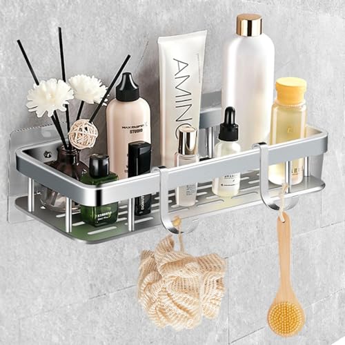 Acquashelf 1 STÜCK Duschablage Ohne Bohren Duschregal Teleskop Badezimmer Regal Ohne Bohren Shampoo Halterung für Dusche Duschhalterung Duschablage zum Hängen Seifenschale Dusche Organizer -Silber von KOKOBOX