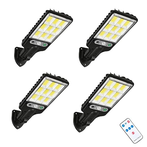 Solar Lights for Outdoors Motion Sensor, Pack of 4, Super Bright Solar LED Lamp, Outdoor, 108COB, 120° Lighting Angle with 3 Modes, IP67 Waterproof, Solar Wall Light for Road Path Garden von KOKOCCBD
