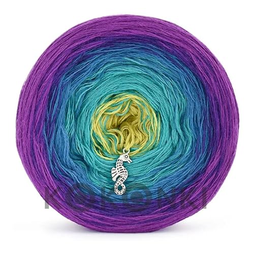 Gradient Yarn Cake KOKONEK Merino 50% Merinowolle Wool 50% Acryl 682 Wild Plum - Dunkles Alpenveilchen/Violett/Petrol/Smaragd/Limette 1000m von KOKONKI