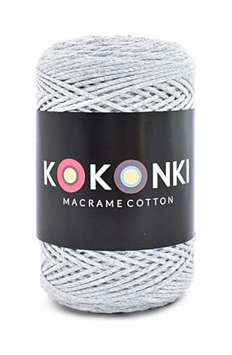 Makramee-Schnur aus Baumwolle Macrame Cotton By KOKONKI 2mm / Ralle 200m (hellgrau) von KOKONKI