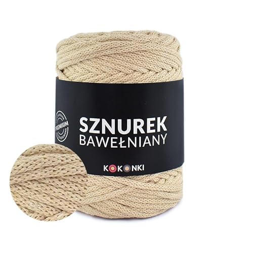 Makramee-Schnur aus Baumwolle PREMIUM By KOKONKI 5mm / Ralle 100 m (Beige) von KOKONKI