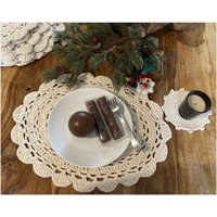 Cremefarbene Handgehäkelte Tischsets Im Landhausstil - Tischdeko Wohnkultur 1 Stück von KOKORICOLDStore
