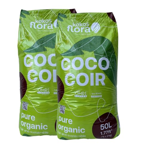 KOKOSFLORA 50 Liter Bag - Kokossubstrat - Reine Bio-Qualität - Packung mit 2 - (BLUMENERDE) von KOKOSFLORA