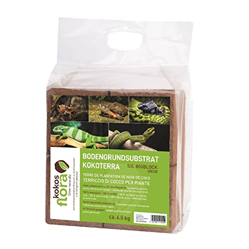 KOKOSFLORA BODENGRUND Kokoserde - 70L Maxiblock - Torffreie Blumenerde für Drinnen und Draußen - Ideal für Tiereinstreu, Zimmerpflanzen, Balkonkästen und Gartenbeete (1 x 5 Kg - 70 L Kokoserde) von KOKOSFLORA