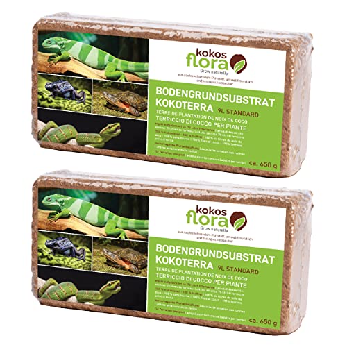 KOKOSFLORA Kokoserde Bodengrund - 18L Ziegel - Torffrei - Balkonkästen, Gartenbeete. (2 x 650g - 18L Kokosziegel) von KOKOSFLORA