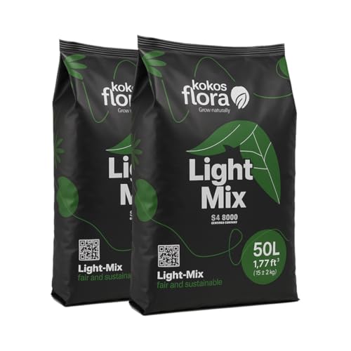 Kokosflora Lightmix 100L (2er 50L Pack) – Lockere, vorgedüngte Erde für optimales Pflanzenwachstum von KOKOSFLORA