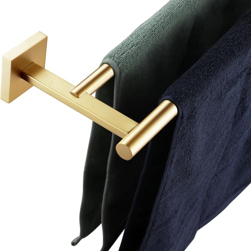 KOKOSIRI Badezimmer Handtuchstangen Doppelter Badetuchhalter für WC-Küchenschrank Wandhalterung 24 Zoll Gebürstet Gold Edelstahl B5005BG-L24 von KOKOSIRI