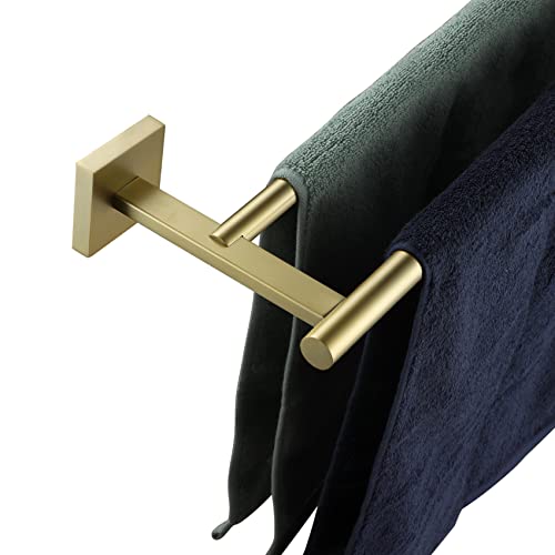 KOKOSIRI Handtuchstange Badezimmer Handtuchhalter Doppelstangen für Bad Küche Schrank Handtuchregal 20 Zoll Gebürstet Gold Edelstahl B5005BG-L20 von KOKOSIRI