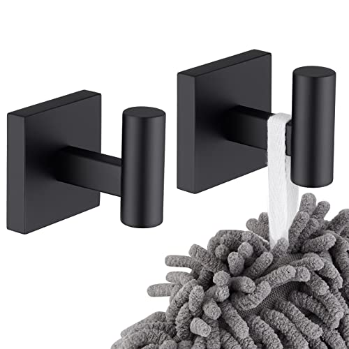 KOKOSIRI Bademantelhaken Bad Handtuch Mantelhaken matt schwarz für Bad Küche Wand 2 Pack Edelstahl B1013BK-P2 von KOKOSIRI