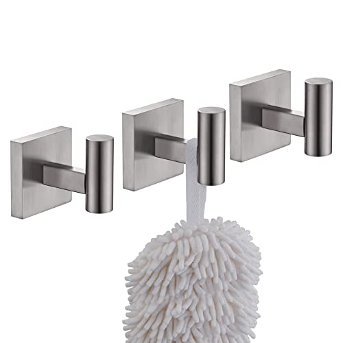 KOKOSIRI Kleiderhaken für Badezimmer, Handtuch, Kleiderhaken für Bad, Küche, Wand, 3 Stück, gebürstetes Nickel, Edelstahl B1013BR-P3 von KOKOSIRI