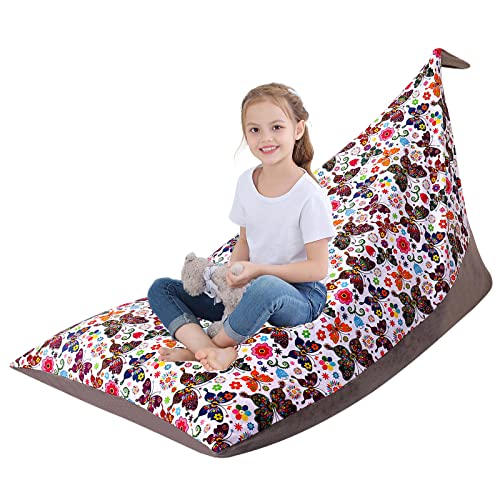 KOLACEN Kinder Sitzsack Kuscheltier Aufbewahrung Sitzsack Kinder Spielzeug Stofftier Sitzsack Kinderzimmer Kinderliege Sitzsäcke Faltbar Große Kapazität Kindercouch für Kinder Erwachsene Schmetterling von KOLACEN