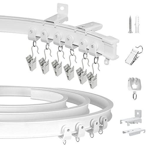 Deckenvorhangschiene, gebogen, flexibel, biegbar, Vorhangschienensystem, 6,2 m Decken- oder Wandhalterung, robuster Raumteiler, Deckenschiene für Vorhänge, Wohnmobil, Krankenhausweiß von KOLAKO