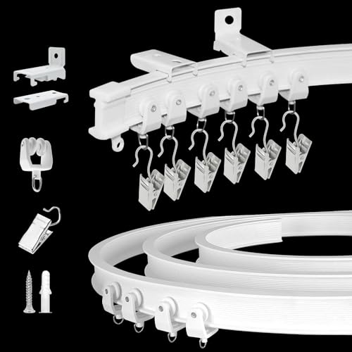 KOLAKO Flexible biegbare Vorhangschiene, Deckenwandhalterung, 3,6 m, PVC-Stahlplatte, weiß, strapazierfähig, Deckenvorhangschienensystem für Wohnmobil, Duschvorhangstangen von KOLAKO