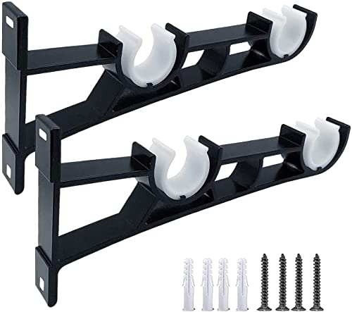 Gardinenstangen-Halterung, Vorhang-Halterung, Gardinenstange, doppelte Vorhang-Haken, kurze Gardinenstangen, strapazierfähige Gardinenhalterung, 1 Paar für 26-32 mm Stange Double Rod schwarz von KOLAKO