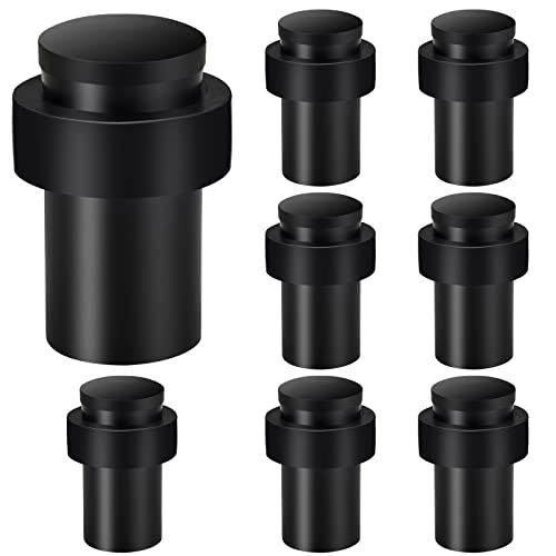 KOLAKO Türstopper, zylindrische Boden-Türstopper, 5.4 cm, schwarz, strapazierfähig, modern, gebürstetes massives Metall, Boden-Türstopper für die Unterseite der Tür, 8 Stück von KOLAKO