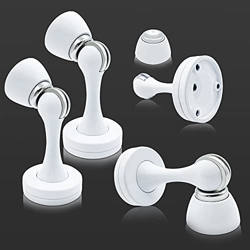 Magnetische Türstopper, 4 Stück, Weißer Edelstahl, Türschnapper, Halter für die Wand von KOLAKO