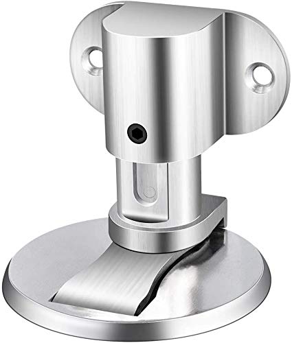 Verstellbarer Türstopper, magnetischer Hochleistungstürstopper, bodenmontierte Türstopper Türhalter aus Edelstahl, Türwandschutz für den Haushalt (1er Pack Silber) von KOLAKO