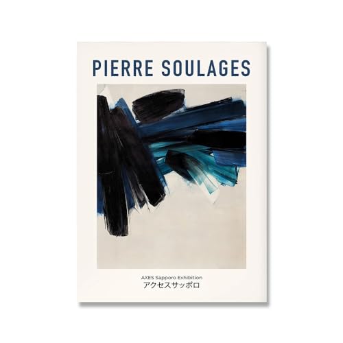 KOLEV Pierre Soulages Poster, Ausstellung, Leinwandgemälde, abstrakte Wandkunst, Pierre Soulages Kunstdrucke für Moderne Heimdekoration, Bilder, 40 x 60 cm, ohne Rahmen von KOLEV