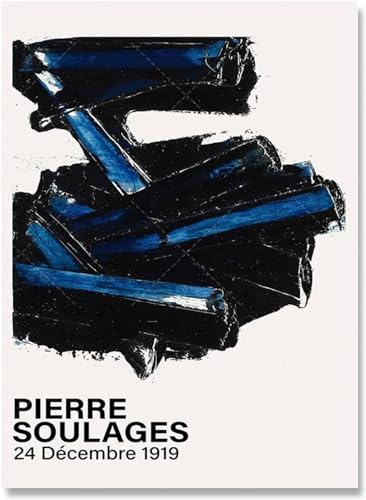 Pierre Soulages Poster, abstrakte Wandkunst, Pierre Soulages Drucke, Moderne Pierre Soulages Kunst, Leinwandgemälde für Heimdekoration, Bilder, 40 x 60 cm, ohne Rahmen von KOLEV
