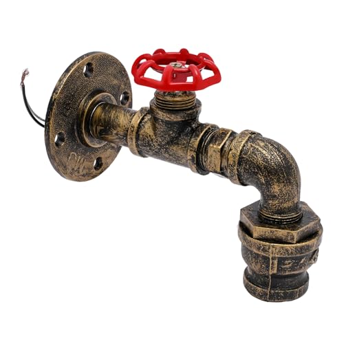 KOLHGNSE 2 Stück Retro Wandlampe Metall Wasserhahn Wandleuchte Industrielampe Rohr Licht Lampenfassung E27 220V für Schlafzimmer, Wohnzimmer, Esszimmer von KOLHGNSE