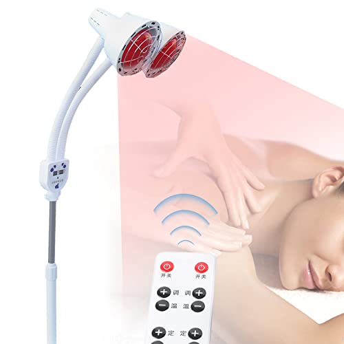 KOLHGNSE 275W Infrarotlampe Wärmelampe, Doppelkopf Therapielampe Infrarot Lampe Ständer Infrarotlampe 360° Verstellbarer Wärmelampe mit Rädern für Salon Massage von KOLHGNSE