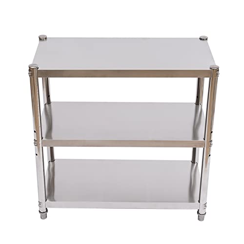 KOLHGNSE Edelstahl Arbeitstisch, Küchentisch 80 x 40cm Arbeitstisch 3 Böden Edelstahltisch Gastronomie Regal 30KG für Speisekammern, Restaurants, Küchen, Großküchen von KOLHGNSE