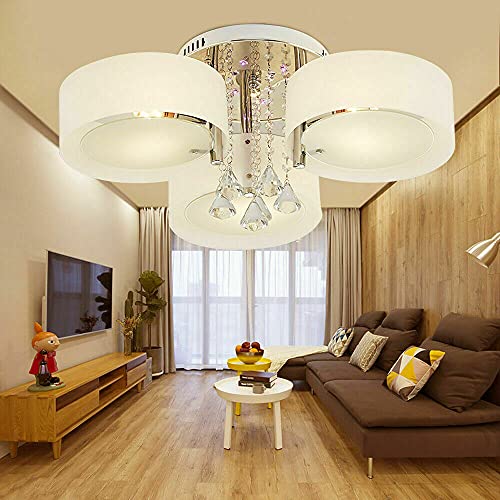 KOLHGNSE Kronleuchter 3/5/7 Flammig, Luxus Rund Kronleuchter RGB LED Kristall Deckenlampe E27 mit Fernbedienung (3 Köpfe) von KOLHGNSE