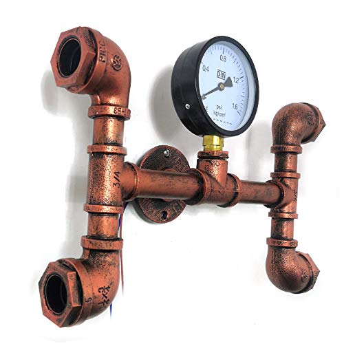 KOLHGNSE Water Pipe Wandleuchter, Vintage Industrial Metall Wasserrohr Lampe Pendelleuchte Wandlampe 3/4/5 Kopf für Café, Bar, Flur Beleuchtung ST64 (D) von KOLHGNSE