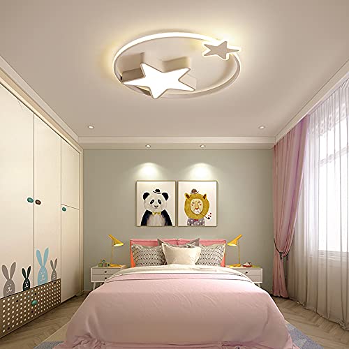 LED Deckenleuchte Dimmbar Sterne, Modern LED Kinderlampe Deckenlampe Sternförmig Deckenleuchte Kinderzimmer Lampe mit Fernbedienung für Wohnzimmer, Schlafzimmer, Kinderzimmer (Weiß, 45*45*5cm) von KOLHGNSE