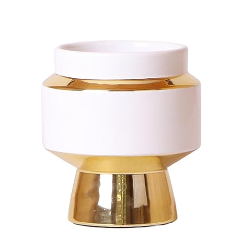 Kolibri Startseite | Le Chic Blumentopf - Weiße Keramik Übertopf mit goldenen Details - Ø9cm von KOLIBRI