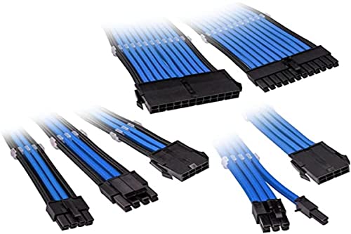 KOLINK Sechs Kabelverlängerungssätze Sleeved Cable Kit - Enthält 24-polige 4+4 polige 8 polige und 6+2-polige Pc Kabel - Pcie Kabel Funktioniert mit PCIe 5.0 (Blau) von KOLINK